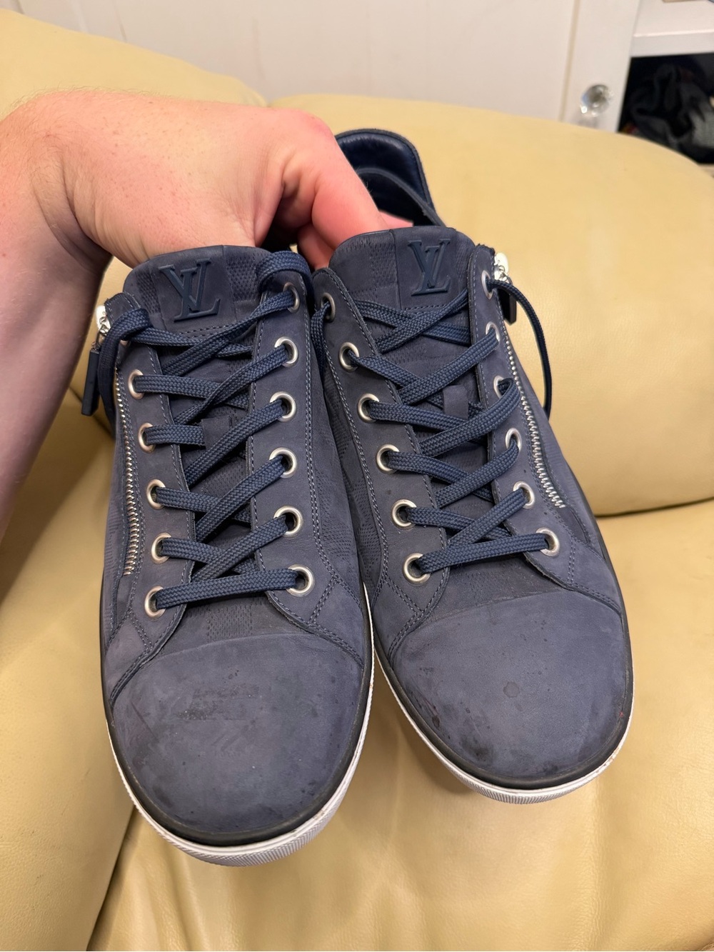 Louis Vuitton Blue Damier Adventure Sneakers LV10 (US12)